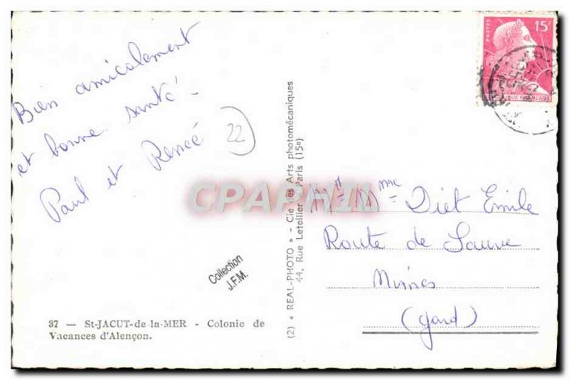 Modern Postcard St Jacut De La Mer Holiday Colony d & # 39Alencon