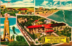 Priness Issena Hotel Multi View Daytona Beach Florida FL UNP Linen Postcard