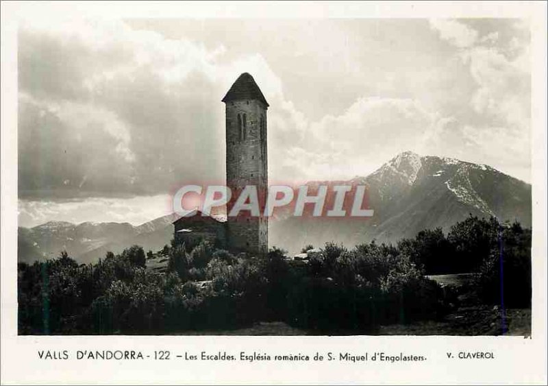 Postcard Modern Valls Esglesia of Andorra Escaldes romanica S of Miguel Engol...