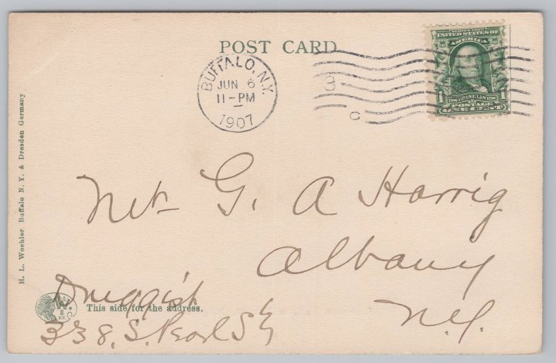 New York~American Side Niagara Falls In Winter~B&W~PM 1907~Vintage Postcard