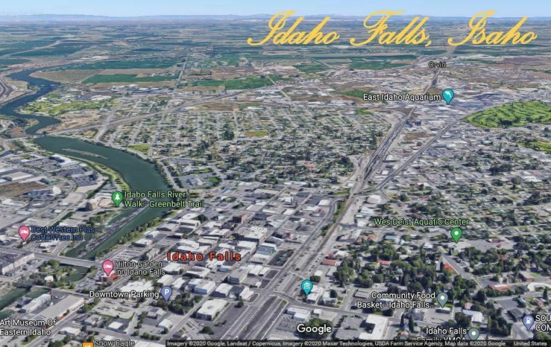 Idaho Falls~Snake River Birdseye~1950s PC 