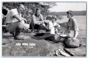 Ontario Canada Postcard RPPC Photo Gull Wing Lodge Picnic Lake View 1960