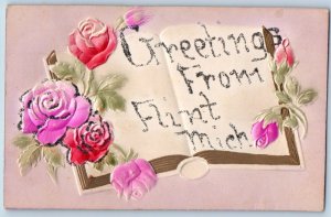 c1950's Greetings From Flint Floral Design Michigan MI Correspondence Postcard