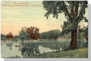 Early Benton Harbor, Michigan/MI Postcard, St. Joseph River, 1918!