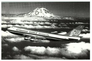 SEABOARD WORLD BOEING 747F CONTAINERSHIP B & W Postcard