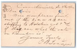 1882 Shipping to Holstein Correctionville Iowa IA Clinton IA Postal Card