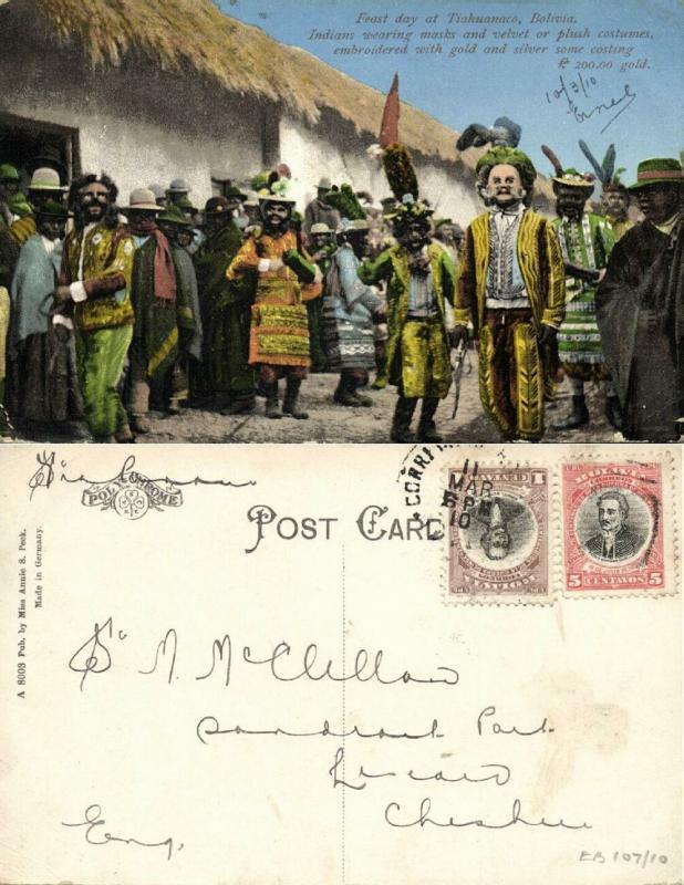 bolivia TIAHUANACO Feast Day Indians with Masks 1910 Stamps