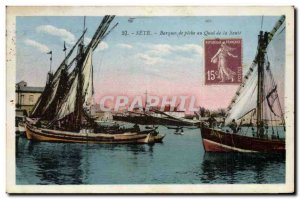 Postcard Old fishing boat Sete Boat fishing at the dock of health