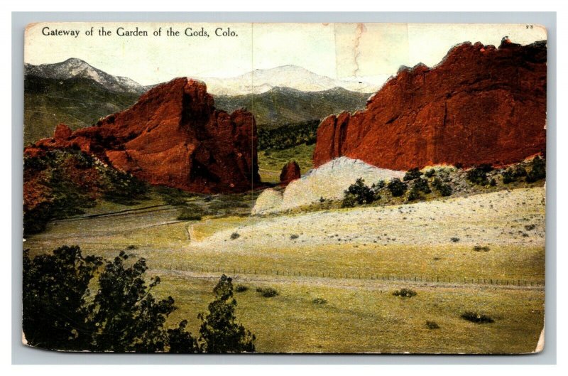 Vintage 1910 Postcard Country Road Gateway of the Garden of the Gods Colorado