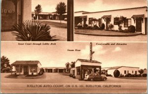 Vtg Postcard Buellton California CA Buellton Auto Court Motel Gas Station US 101