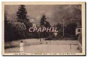 Old Postcard Tennis Brise des Neiges La Tronche view of Mont Rachel