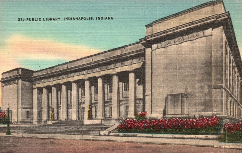 Vintage Postcard Public Library Central Book Circulation Indianapolis Indiana IN