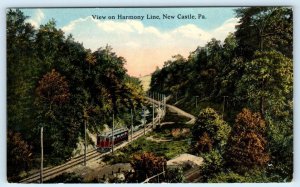 NEW CASTLE, PA Pennsylvania~ Harmony Line ELECTRIC RAILROAD CAR c1910s  Postcard