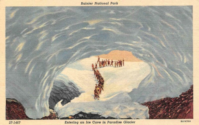 WA, Washington  PEOPLE~ICE CAVE  Paradise Glacier~Rainer National Park  Postcard