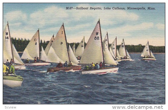 Sailboat Regatta, Lake Calhoun, MINNEAPOLIS, Minnesota, 1930-1940s