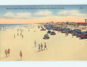 Unused Linen OLD CARS AT BEACH Jacksonville Florida FL M7141