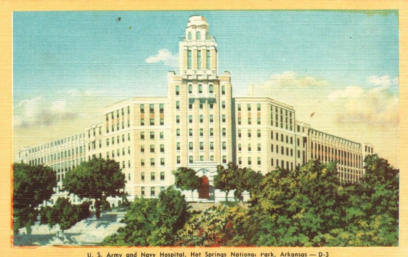 Vintage Postcard 1930's US Army Navy Hospital Hot Springs National Park Arkansas