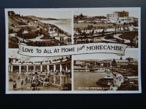 Lancashire MORECAMBE 4 Image Multiview NEW BATHS c1936 RP Postcard by Valentine