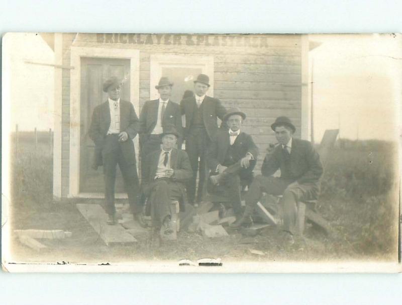 Pre-1920 rppc BRICK LAYER & PLASTERER BUILDING Postmarked Medicine Hat AB W0967