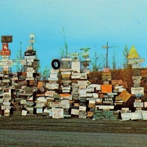 Vintage Sign Boards - Watson Lake, Y.T. Alaska Highway Postcards P47