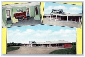 c1940 Dreamland Motel & Restaurant Multiview Interior Sylvania Georgia Postcard