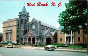 Vintage Postcard~Red Bank, New Jersey ST. JAMES RECTORY, CHURCH High School KA21