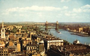 Vintage Postcard The Pool Of London Tower And Tower Bridge London England