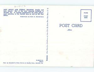 Unused Pre-1980 POST OFFICE SCENE Norfolk Virginia VA hs0969