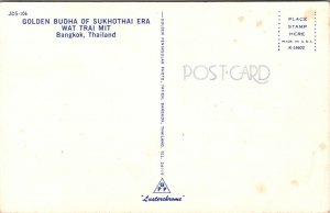 VINTAGE POSTCARD GOLDEN BUDHA OF SUKHOTHAI ERA WAT TRAI MIT BANGKOK THAILAND