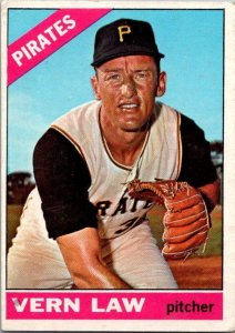 1966 Topps Baseball Card Vern Law Pittsburgh Pirates sk1953