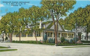 Illinois Wheeling Wenzlaff Famous Restaurant roadside Kropp Postcard 22-4378