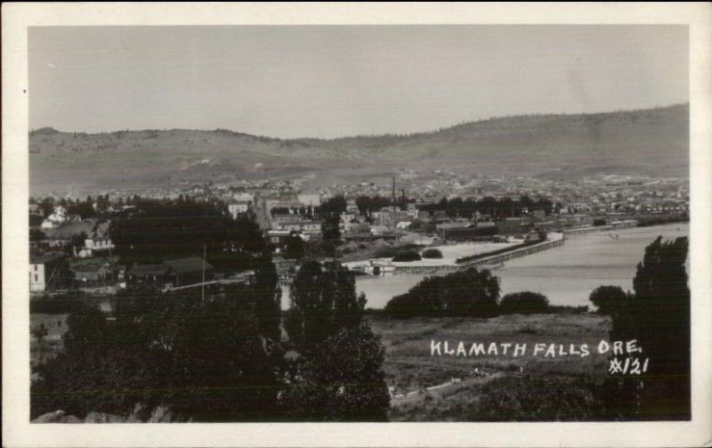 Klamath Falls OR Birdseye View Real Photo Postcard