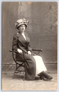 Greenville~Sophia Sander Visits Beau~Flower Picture Hat~Thonet Chair RPPC Zander