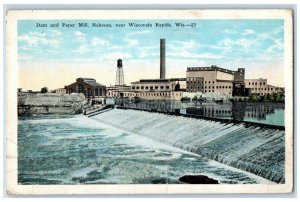 1930 Dam Paper Mill Nekoosa near Wisconsin Rapids Wisconsin WI Vintage Postcard 