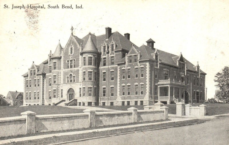 Vintage Postcard 1910's St. Joseph Hospital Medical Building South Bend Indiana