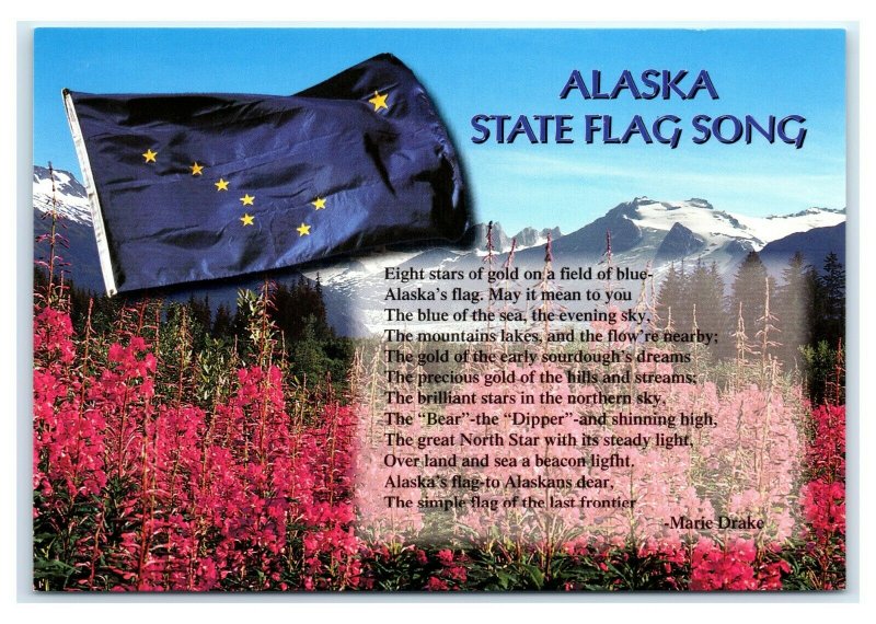 Postcard Alaska State Flag Song AK D53