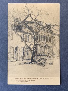 Early Morning Church Street Charleston SC Litho Postcard H1285084413