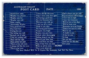 Australian Ballot Comic Post Card  DB Postcard Z4