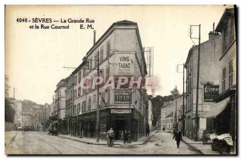 Old Postcard Sevres La Grande Rue and Rue Cournol