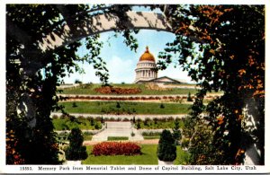 Utah Salt Lake City Memory Park From Memorial Tablet and Dome Of Capitol Buil...