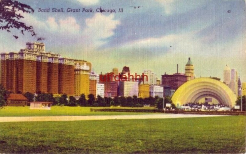 BAND SHELL GRANT PARK CHICAGO, IL 1954 publ by Cameo Greeting Cards, Inc.