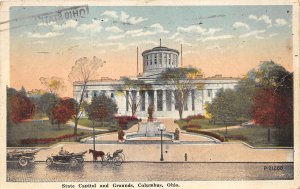 Columbus Ohio 1923 Postcard State Capitol & Grounds Cars