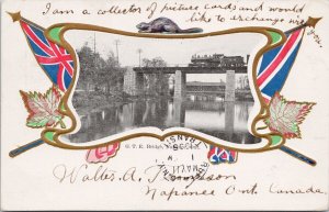 GTR Bridge Napanee ON Patriotic Beaver Walter Thompson Collector Postcard H36