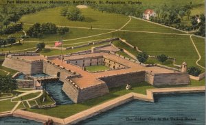 Vintage Postcard Fort Marion National Monument Aerial View St. Augustine Florida