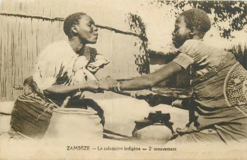 Zambia Zambezi native greeting early postcard