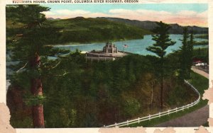 Vintage Postcard Vista House Crown Point Columbia River Highway Oregon Wesley