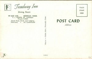 Vtg Norwalk Connecticut CT Treadway Inn Dining Room 1940s Postcard