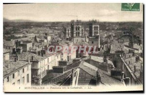 Old Postcard Panorama Montpellier to Cathedrale
