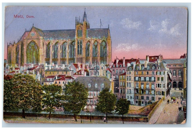 Metz Moselle Grand Est France Postcard Church View 1916 WW1 Soldier Mail