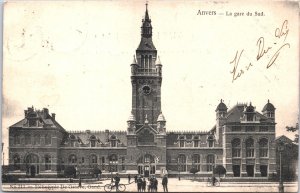 Belgium Anvers La Gare du Sud Antwerp Vintage Postcard 04.35